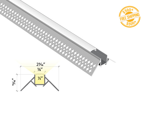 Aluminum channel OUTSIDE CORNER BY 5324 Silver Channel + Milky Diffuser