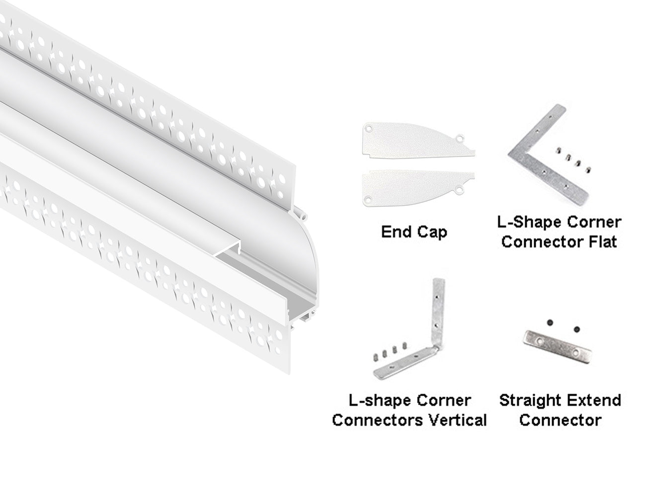 SKIRTING - BY 9819 White Aluminum Channel + Milky Diffuser - 94"