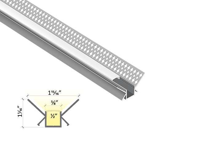 INSIDE CORNER - BY 5026 Silver Aluminum Channel + Milky Diffuser - 94"