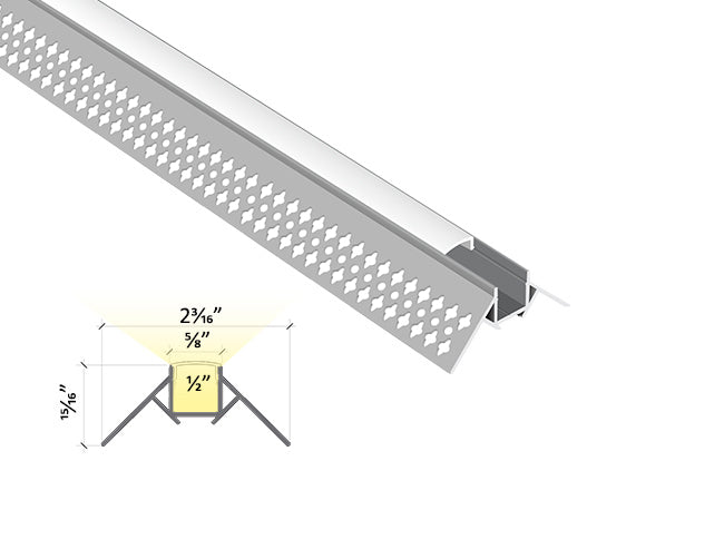 OUTSIDE CORNER - BY 5324 Silver Aluminum Channel + Milky Diffuser - 94"