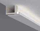 GLB L550B flush aluminum LED channel with milky diffuser, designed for wall installation to illuminate ceilings.