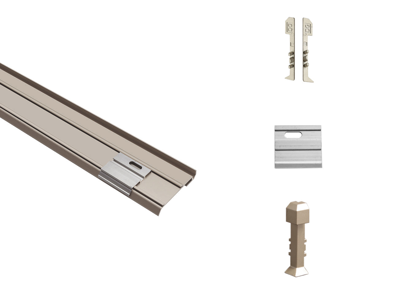 Warm glow baseboard lighting with beige aluminum LED profile