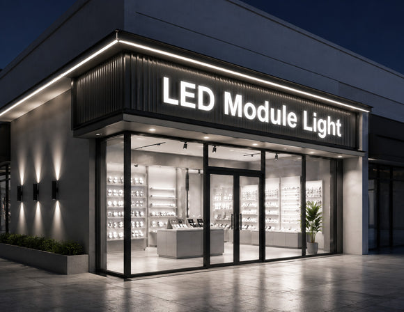 LED Module Light - Single Color creates bright, uniform illumination for commercial storefront signage and architectural lightbox applications.