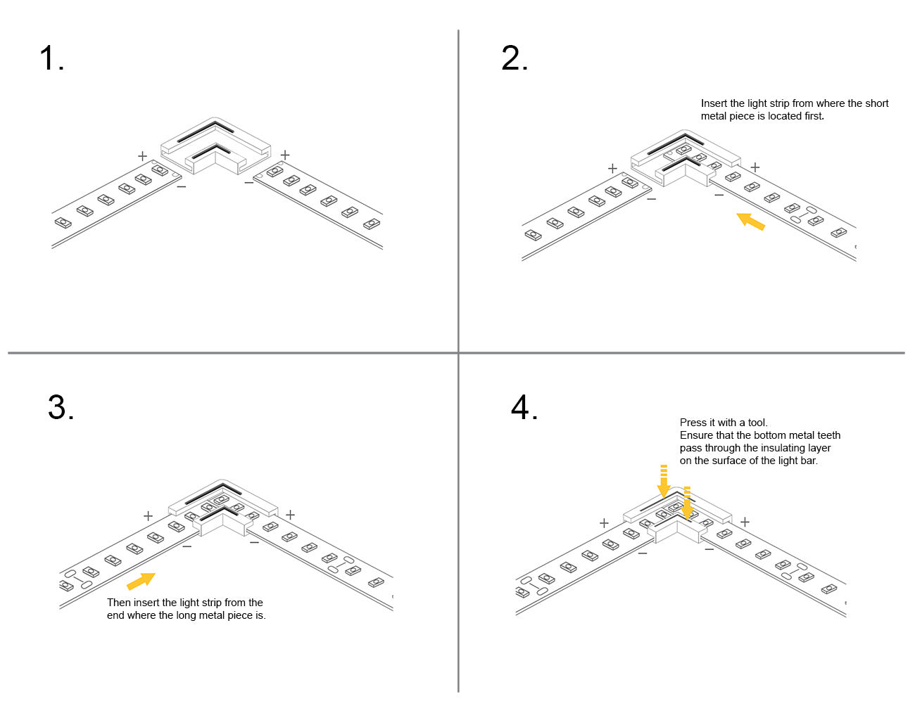 Strip to Strip L Shape Connector for Single Color LED Strip Light STAF-S2S-L