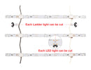 LED ladder light with customizable length; each ladder light and each LED strip segment can be individually cut.