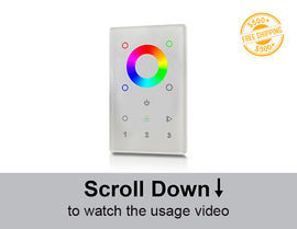 Front view of DMX RGBW Wall Mount Controller 3 Zones; a label of free shipping for orders over $500 is shown as well.