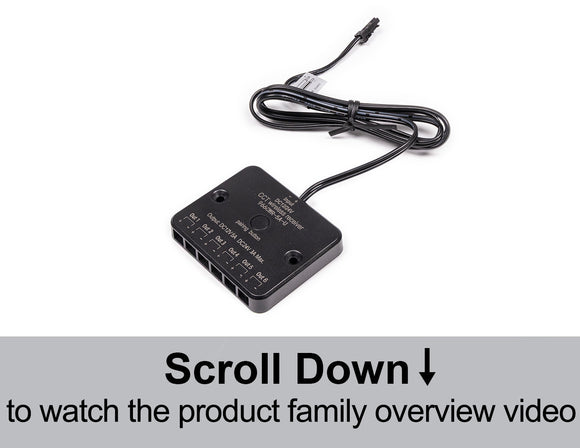 CCT RF Wireless Receiver Distributor with six output ports for tunable white LED cabinet lighting control.