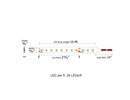 Dimensions for the IP 65 wet rated ECO Series 24VDC low voltage dimmable LED strip lights.