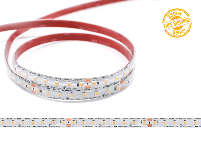 ECO Series 24VDC low voltage IP65 wet rated LED strip lights and a label for free shipping on orders over $500.