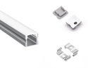 SLIM SQUARE - YD 1202 Silver Aluminum Channel + Milky Diffuser - 94" - 7