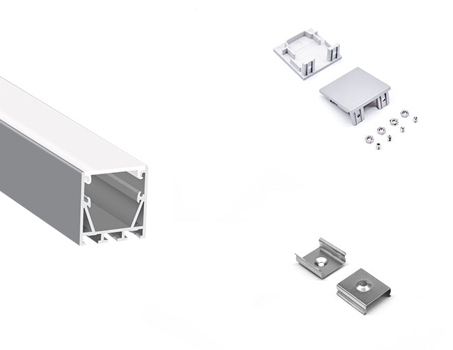 3535 LINEAR - ES 3535 Silver Aluminum Channel + Milky Diffuser - 94"