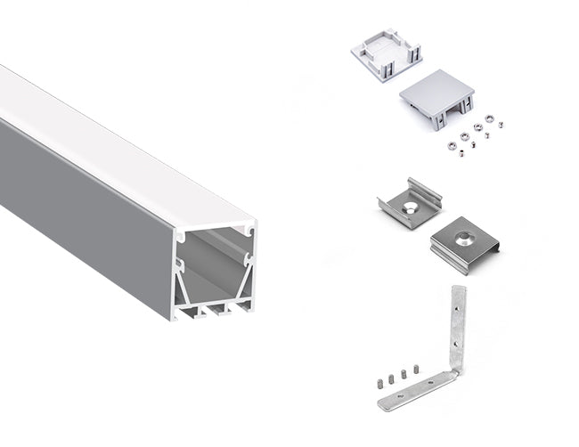 3535 LINEAR - ES 3535 Silver Aluminum Channel + Milky Diffuser - 94"