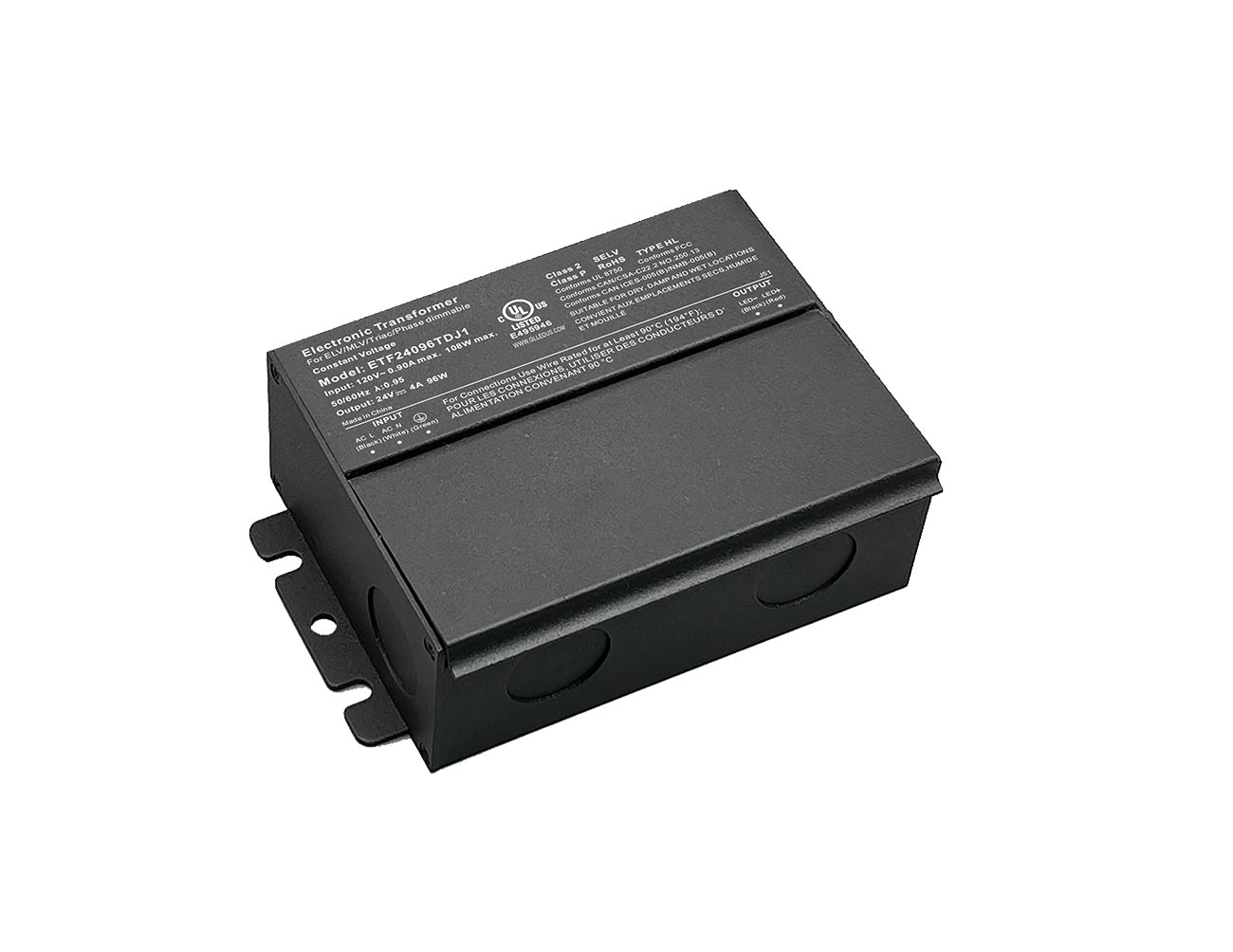 ETF Series 96W 24VDC dimmable LED low voltage power supply and label for free shipping on orders over $500.