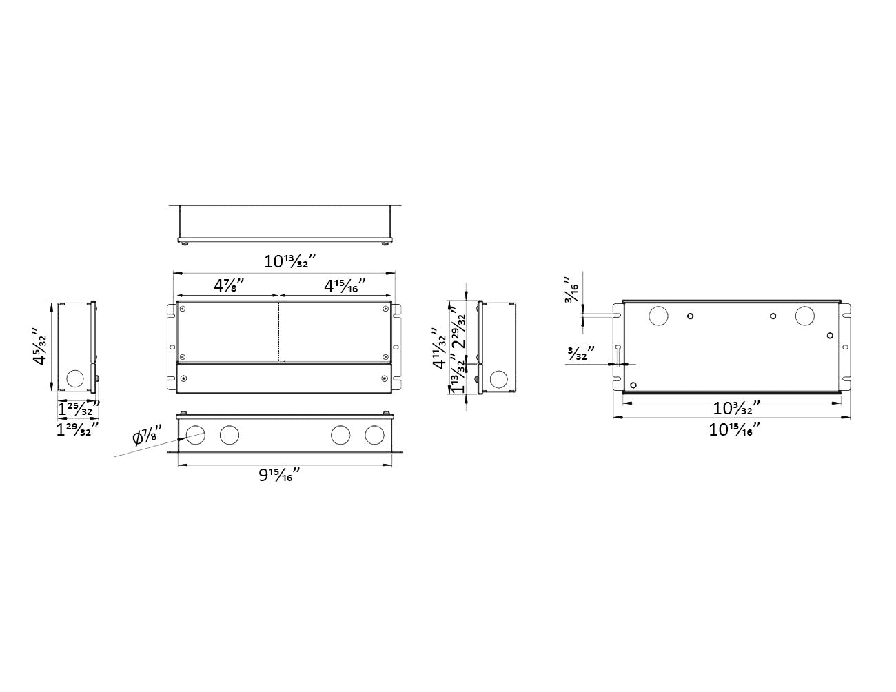 Dimensions for the G Series Dimmable LED power supply.