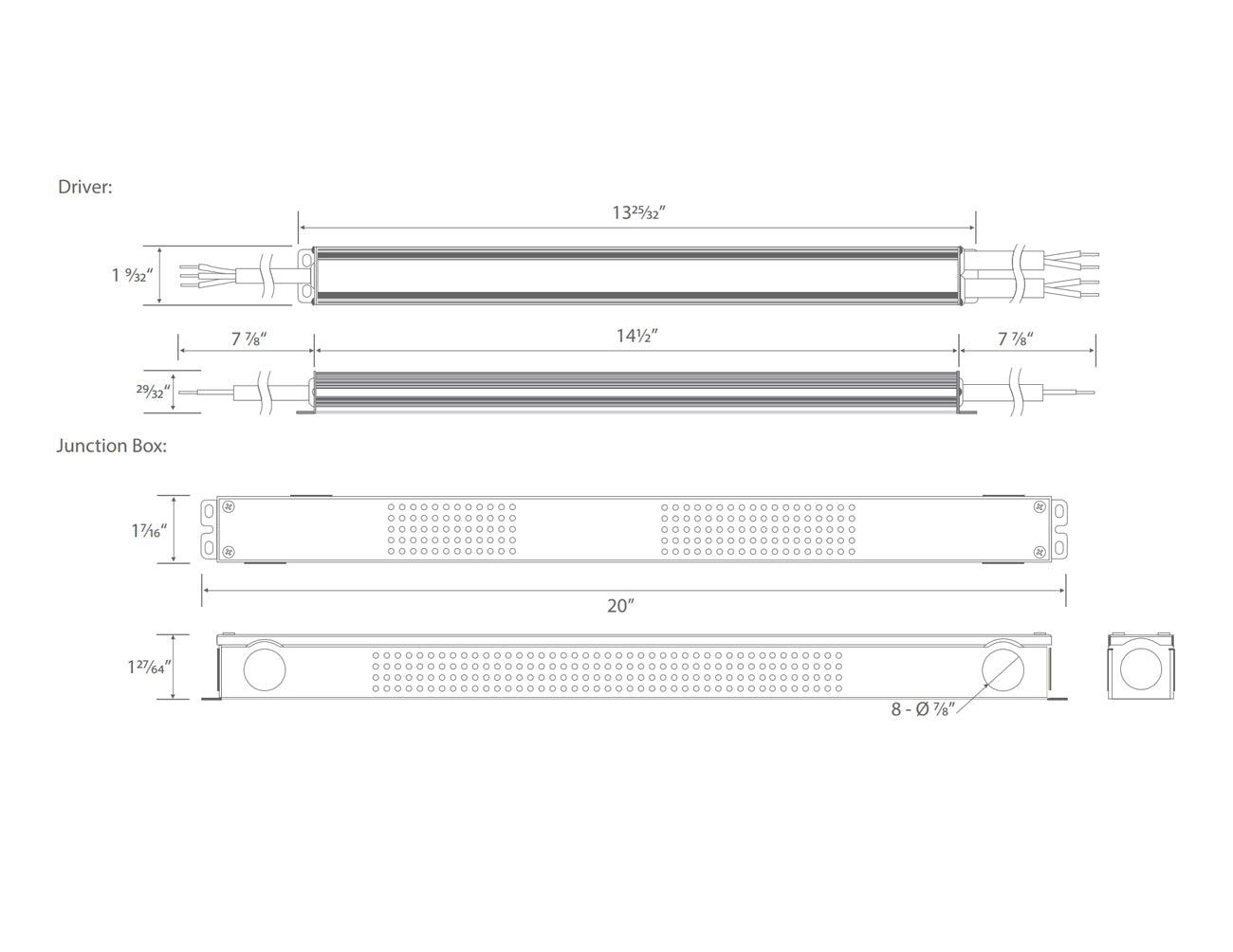 Dimensions for the 150W 24VDC G Series Slim transformer.