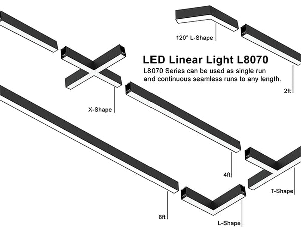 LED Linear Light - Up & Down Continuous Run L8070 - Square - 5