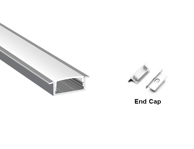 FLAT RECESS - ES 3011 Silver Aluminum Channel + Milky Diffuser - 94"