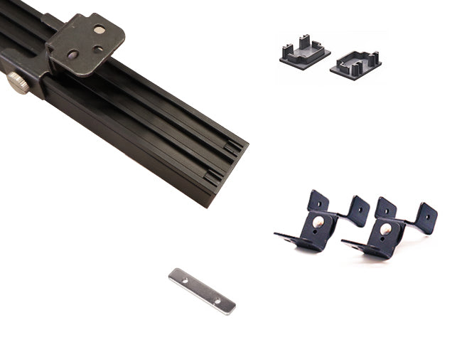 ES 3021 Aluminum Channel with Adjustable Brackets, end cap and Straight Extend Connector