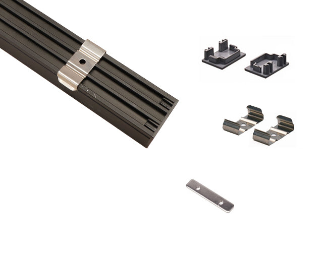 ES 3021 Aluminum Channel with mounting clip, end cap and Straight Extend Connector