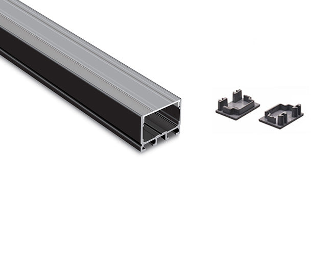 ES 3021 Black Aluminum Channel with  end cap 