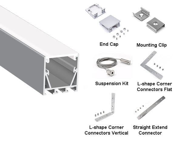 3535 LINEAR - ES 3535 Silver Aluminum Channel + Milky Diffuser - 94" - 3