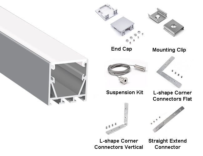 3535 LINEAR - ES 3535 Silver Aluminum Channel + Milky Diffuser - 94"