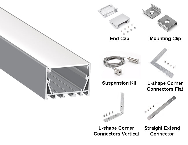 5035 LINEAR - ES 5035 Silver Aluminum Channel + Milky Diffuser - 94“