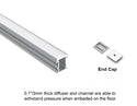 FLOOR RECESS - GL 034 Silver Aluminum Channel + Milky Diffuser - 94" - 3