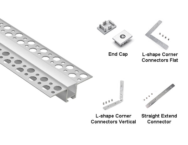 SLIM TRIMLESS RECESS - GLQ 5319 Silver Aluminum Channel + Milky Diffuser - 94" - 3