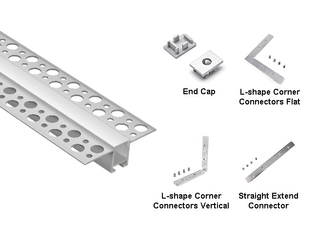 SLIM TRIMLESS RECESS - GLQ 5319 Silver Aluminum Channel + Milky Diffuser - 94"