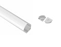 ROUND CORNER-S - GLQ 1616 Silver Aluminum Channel + Milky Diffuser - 94" - 8