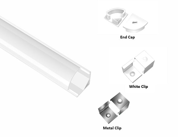 ROUND CORNER-S - GLQ 1616 White Aluminum Channel + Milky Diffuser - 94" - 3