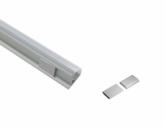 ROUND CORNER-S-SL - GLQ 1619 Silver Aluminum Channel + Clear Diffuser - 94"