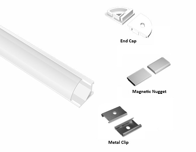 ROUND CORNER-S-SL - GLQ 1619 White Aluminum Channel + Milky Diffuser - 94"