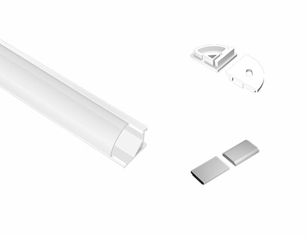 ROUND CORNER-S-SL - GLQ 1619 White Aluminum Channel + Milky Diffuser - 94" - 10