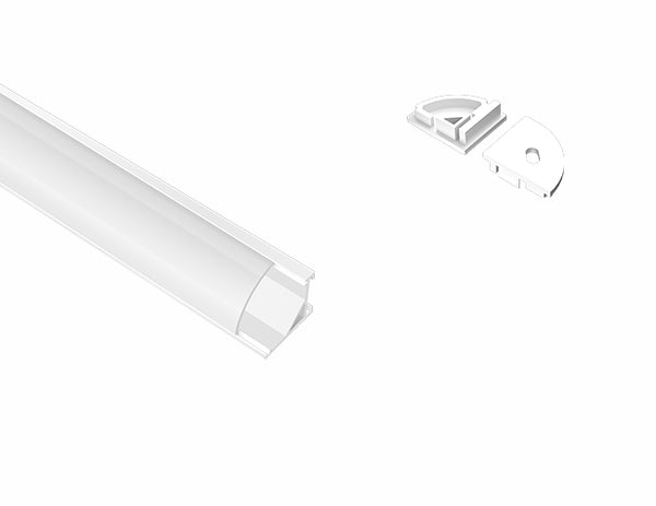 ROUND CORNER-S-SL - GLQ 1619 White Aluminum Channel + Milky Diffuser - 94" - 8