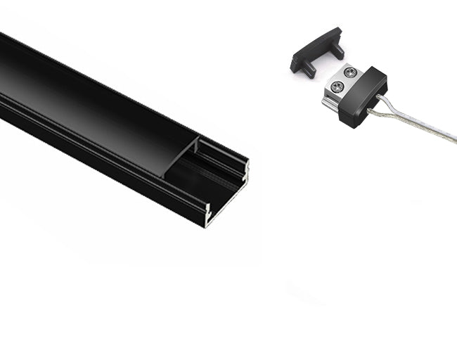 LED Light Connector with Aluminum Channel - GLQ 1709 Black Channel + Black Diffuser -94"