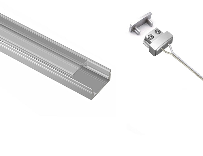 LED Light Connector with Aluminum Channel - GLQ 1709 Silver Channel + Clear Diffuser -94"