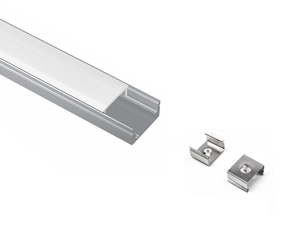 LED Light Connector with Aluminum Channel - GLQ 1709 Silver Channel + Milky Diffuser -94" - 9