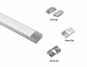 SLIM FLAT - GLQ 1709 Silver Aluminum Channel + Milky Diffuser -94" - 3