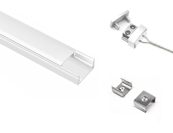 LED Light Connector with Aluminum Channel - GLQ 1709 White Channel + Milky Diffuser -94" - 7