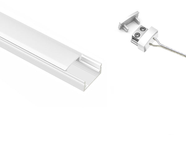 LED Light Connector with Aluminum Channel - GLQ 1709 White Channel + Milky Diffuser -94" - 9