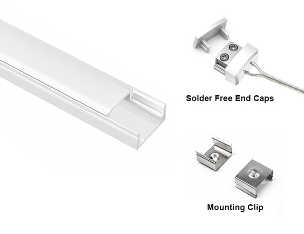 LED Light Connector with Aluminum Channel - GLQ 1709 White Channel + Milky Diffuser -94" - 3