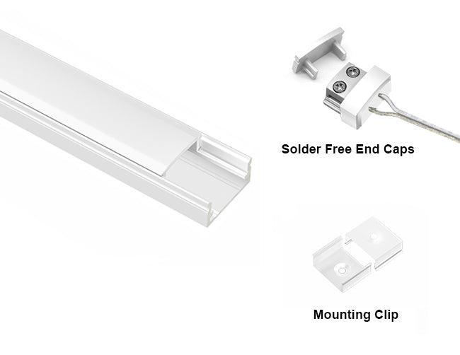 LED Light Connector with Aluminum Channel - GLQ 1709 White Channel + Milky Diffuser -94"