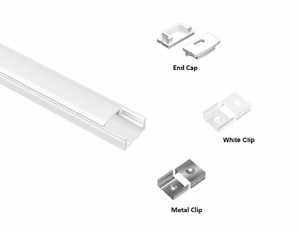 SLIM FLAT - GLQ 1709 White Aluminum Channel + Milky Diffuser - 94" - 3