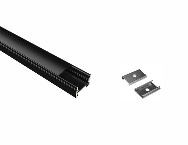 SLIM FLAT-SL - GLQ 1711 Black Aluminum Channel + Black Diffuser - 94" - 14