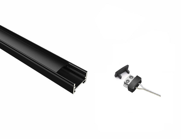 SLIM FLAT-SL - GLQ 1711 Black Aluminum Channel + Black Diffuser - 94" - 15