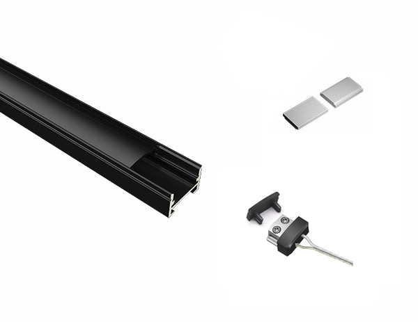 SLIM FLAT-SL - GLQ 1711 Black Aluminum Channel + Black Diffuser - 94" - 17