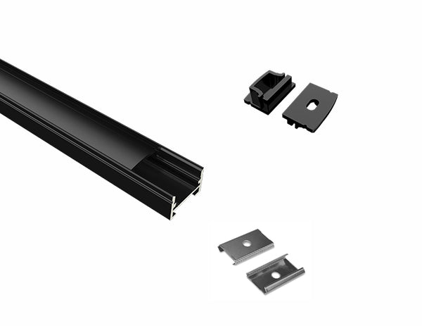 SLIM FLAT-SL - GLQ 1711 Black Aluminum Channel + Black Diffuser - 94" - 11