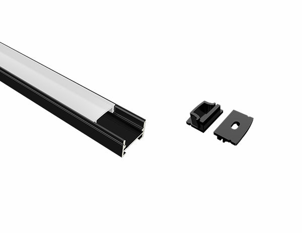 SLIM FLAT-SL - GLQ 1711 Black Aluminum Channel + Milky Diffuser - 94" - 12